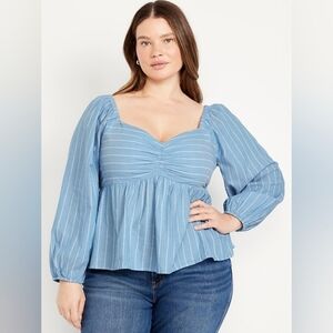 Women's Blue Striped Top NWT old Navy Size L